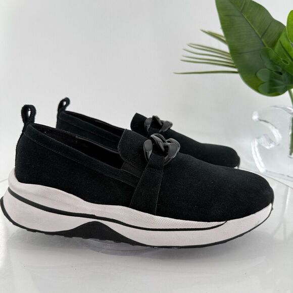 Blondo Women Mckayla Waterproof Sneaker Chunky Slip On Chain Black Suede Size 10 - Picture 2 of 13
